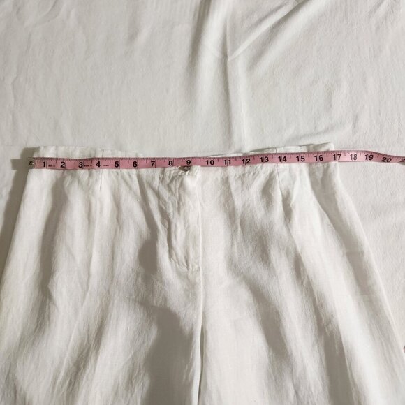 Vanity Made in Italy 100% Linen White Cropped Zip Button Front Pants Size 4XL - Picture 10 of 15